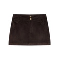 Minifalda de pana marrón con hebillas doradas y bolsillos frontales estilo vintage - XS / café