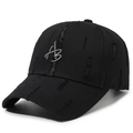 Casquette de baseball noire délavée avec lettres brodées et détails déchirés - Noir