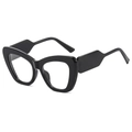 Fashionable cat eye glasses with black glossy frame and clear lenses in modern style - Black Frame Clear Lens