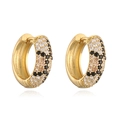 Créoles dorées motif léopard serties de zircons cubiques brillants clairs et noirs - Type C: Petit / 1 paire / Doré