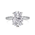 Prachtige S925 sterling zilveren ring met een grote ovale diamant in vierpootzetting - US 5 / Zilver-Ovaal