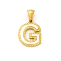 Golden titanium steel letter G pendant necklace with white enamel inlay and beaded edges - Letter G (Single Pendant)