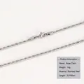 Silver stainless steel twist chain necklace with lobster clasp 3mm width 60cm length - Silver Rope Chain