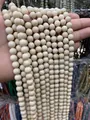 Fils de perles rondes en pierre blanc crème naturelle pour la création de bijoux - 4mm (environ 90 pcs) / Pierre Fossile Blanche