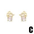 Pendientes de ratón dorados con brillantes cristales redondos de circonita y diseño refinado - C-Ratón Brillante