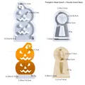 Halloween pumpkin silicone mold set with detailed size specs for resin casting - Pumpkin Head Insert Mold + Base