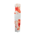 Détail de la robe longue bustier blanche avec imprimés floraux tropicaux rouges et oranges - S / Orange