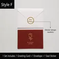 Burgundy greeting card with gold tulip and white envelope featuring best wishes seal - Style F - HK031 Simple Time Series Card