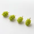 Close-up of small green resin grape charms with metal loops for DIY jewelry making - Small Solid Green Grape / 19*11mm