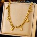 Golden TE AMO heart letter chunky curb chain necklace in stainless steel - TE AMO Letter Heart Cuban Chain Style (N3141)