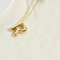 Balloon-style 14K gold plated letter R alphabet pendant necklace on a fine chain - Letter R