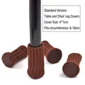 Dark brown knitted chair leg covers with felt pads for floor protection, size 4x7cm - Fits Perimeter 6-17cm / Thickened Coffee