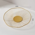 Nordic gold wire metal fruit basket minimalist hollow round storage bowl 35cm x 7cm - Large Flat Bottom (Diameter 35CM Height 7CM) / Gold