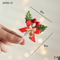 Christmas cake topper featuring green holly leaves, red berries, and a golden bell ornament - Red Berry B Style