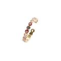 Gold evil eye open ring with colorful enamel and cubic zirconia stones on white background - Red