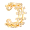 Macro shot of multi-layer gold heart ear cuff with sparkling zircon stone inlay - Gold Woven (N-996)