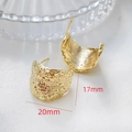 Detail of 14k gold plated irregular square earrings with hammered texture, 17mm by 20mm - 2# Wrinkled Texture - 1 Pair