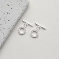 Macro detail of silver plated 14K gold OT toggle clasp with cubic zirconia inlay for DIY jewelry - Style B Round Zirconia / Silver