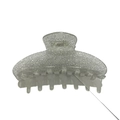 Elegant semi-circular silver glitter shark hair claw clip with shimmering texture - Sparkling Grey Acrylic