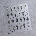 Autocollants ongles gothiques M-793 avec motifs soleil lune et serpent noir et or - Style de Marquage à Chaud Or (M-793)