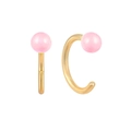 S925 sterling silver earring with pink enamel beads and gold finish hooks for women - Pink