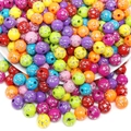 Colorful 8mm and 10mm round acrylic beads with silver star patterns for DIY jewelry - Colorful