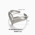 Minimalistischer silberner V-Ring aus Edelstahl, 1,7 cm Durchmesser, poliertes Design - Silber