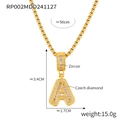 Gouden boxketting met hanger letter A ingelegd met schitterende zirkonia-steentjes - Ketting Letter A