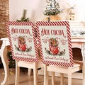 Detail of Christmas chair covers featuring red stripes and hot cocoa festive patterns - Red and White Stripe Hot Cocoa (YTM2-17)