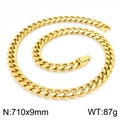 Polished golden stainless steel Cuban link necklace for men 710x9mm spiral design - 710mm x 9mm (KN225293-Z)