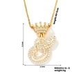Gold plated crown letter S pendant necklace with shimmering zircon stones and chain dimensions - S Style (N00203J-G--S)