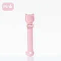 Pink cat-themed squeeze feeding spoon with long handle and cute fish embossed detail - 27*6.5cm / Pink