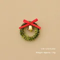 Mini Christmas wreath with a red bow and golden bell for DIY miniature decor - Army Green