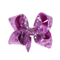 5-inch sparkling purple sequin hair bow clip for girls with a shiny reflective finish - Light Purple