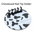 Base per nail art con trama a mucca e cinque supporti magnetici neri inclusi - Motivo Mucca Tondo Bianco e Nero / Include 5 Supporti
