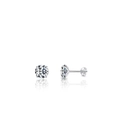 S925 Sterling Silber Ohrstecker mit rund geschliffenen, funkelnden Zirkonia Steinen - 4mm