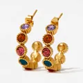 Rainbow C-shaped stainless steel earrings with colorful zircon stones in gold finish - Multi-color (KDE1230)