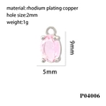 Detail of pink oval gemstone pendant in rhodium-plated copper for jewelry making - Silver/Pink Zirconia
