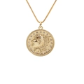 Gold-plated necklace with a portrait medallion pendant surrounded by sparkling crystals - Portrait Relief