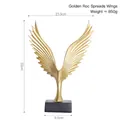 Elegant gold soaring eagle statue on black base, height 33cm for office desktop decor - Eagle Spreading Wings / New Gold