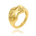 Macro shot of an adjustable gold star ring with a clear reflection on a white background - J-1374/Star Style