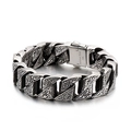 Pulsera retro de acero inoxidable para hombre con patrones tribales y cierre plegable - 20cm / Patrón de Pergamino Vintage (KB123641)