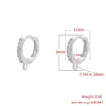 Details von 14mm silbernen Creolen mit Steinen und kleiner Hängeschlaufe für DIY - 12mm (1 Paar) / Weißgold