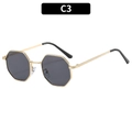 Polygon gold metal sunglasses with dark gray lenses in model C3 style - Gold Frame Grey Lens