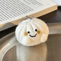 Handmade wool felt baozi dumpling keychain with creative white steamed bun design - Small Bun