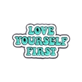 Cartoon enamel pin set featuring Love Yourself First text in mint green and black - XZ4836-LOVE YOURSELF FIRST