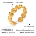 Detail of a golden scallop shell textured ring in stainless steel with exact measurements - 316L Stainless Steel / Gold Style (YYR025082-G)