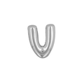 3D silver puffy letter V charm for watch band bracelet with polished mirror finish - Letter V / Silver