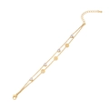 Elegante bracciale doppio in acciaio inossidabile dorato con ciondoli a cuore e numeri romani - Ciondolo a Cuore Bianco Con Stile Disco Numeri Romani (1#)