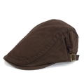 Dark brown cotton newsboy cap for men featuring adjustable vintage bronze side buckles - Coffee